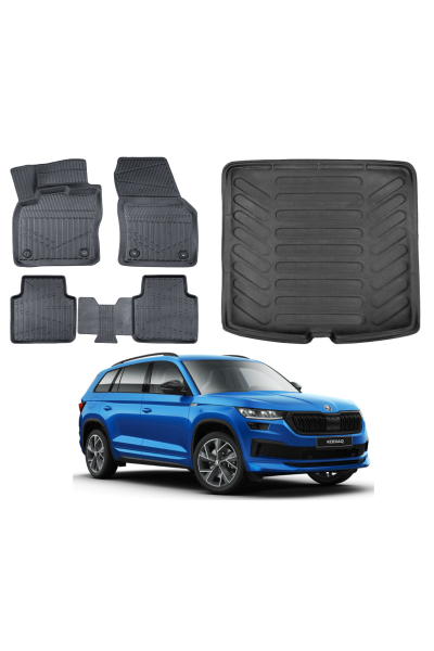 Skoda Kodiaq 2016-2023 3D Bagaj Havuzu+3D Araca Özel Paspas Takımı