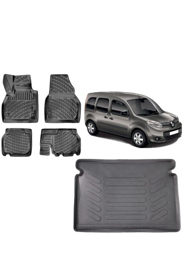 Renault Kangoo Multix 2019 Model 3D Bagaj Havuzu+3D Havuzlu Araca Özel Paspas Takımı