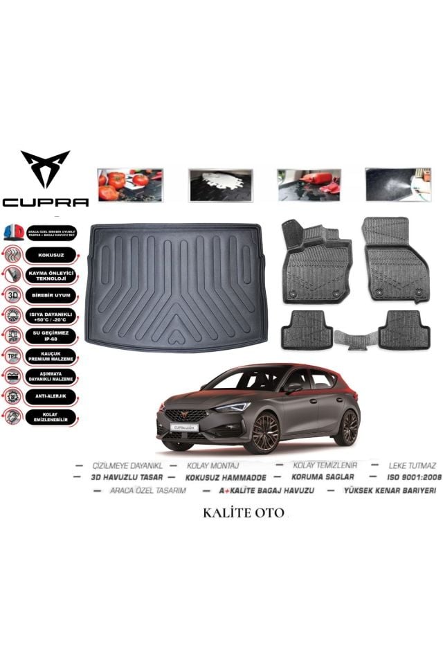 Cupra Leon 2023 Ve Sonrası 3D Bagaj Havuzu+4D Havuzlu Paspas Seti