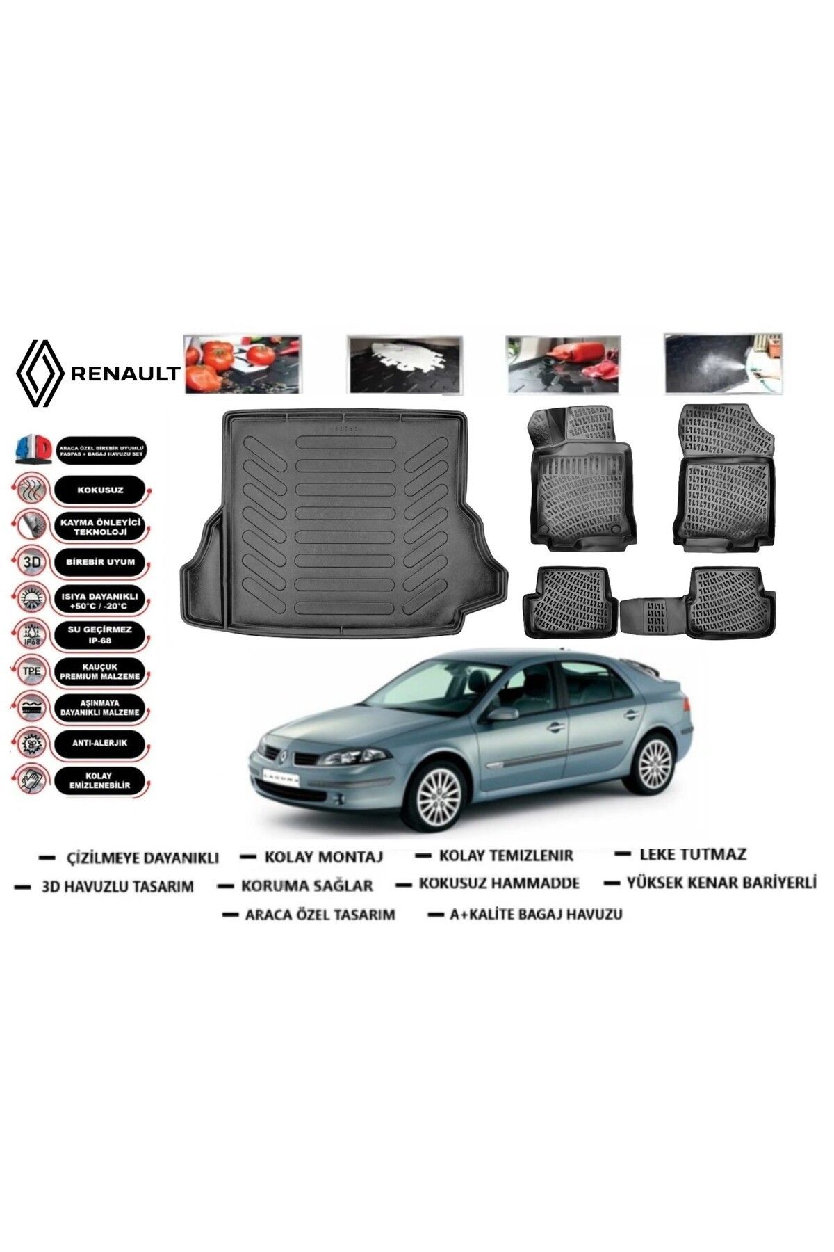 Renault Laguna 2 2002 Model Bagaj Havuzu Araca Özel Paspas Takımı Flex