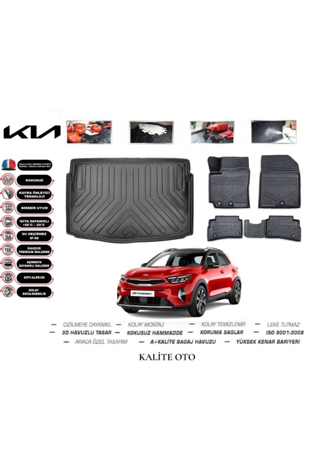 Kia Stonic 2017 Ve Sonrası 3D Bagaj Havuzu+4D Havuzlu Paspas Seti