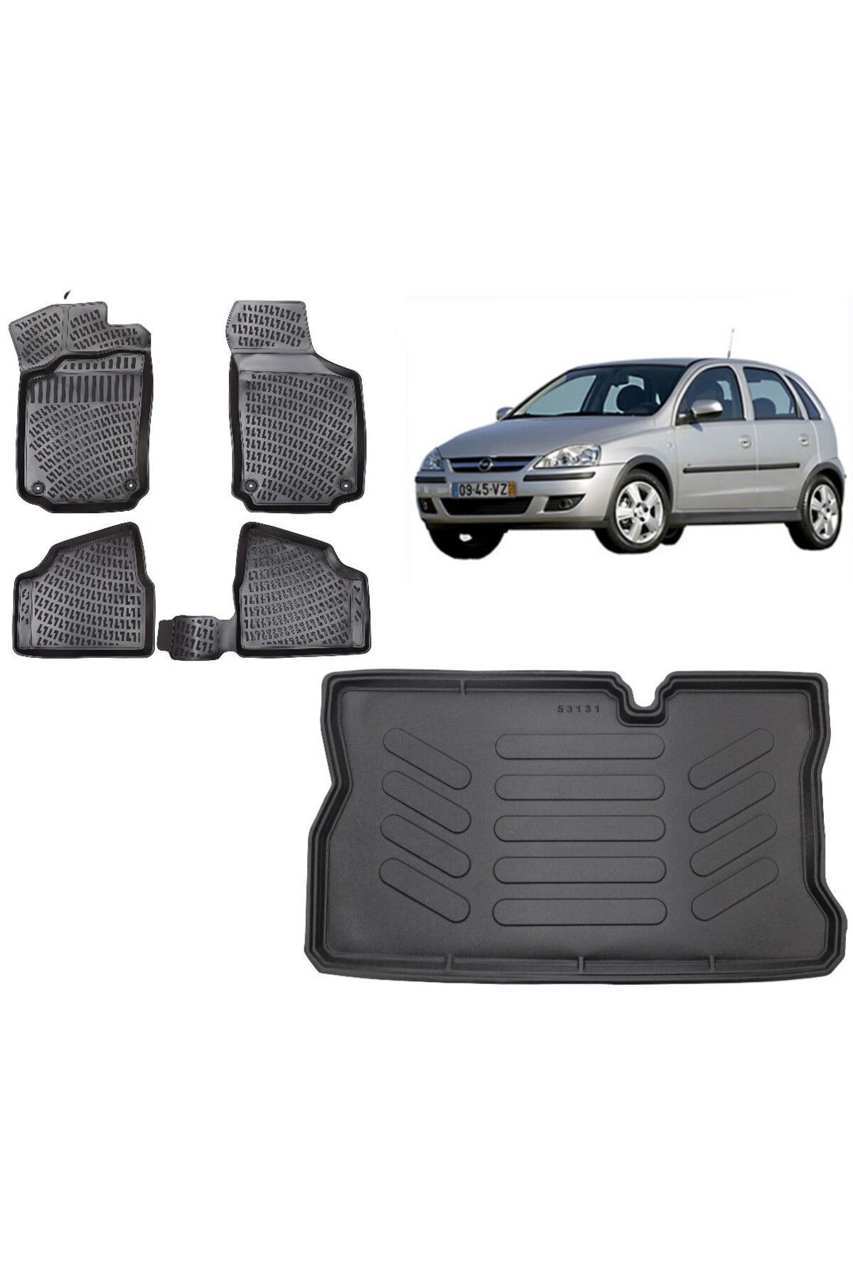 Opel Corsa C 2004 Model 3D Bagaj Havuzu+3D Havuzlu Araca Özel Paspas Takımı