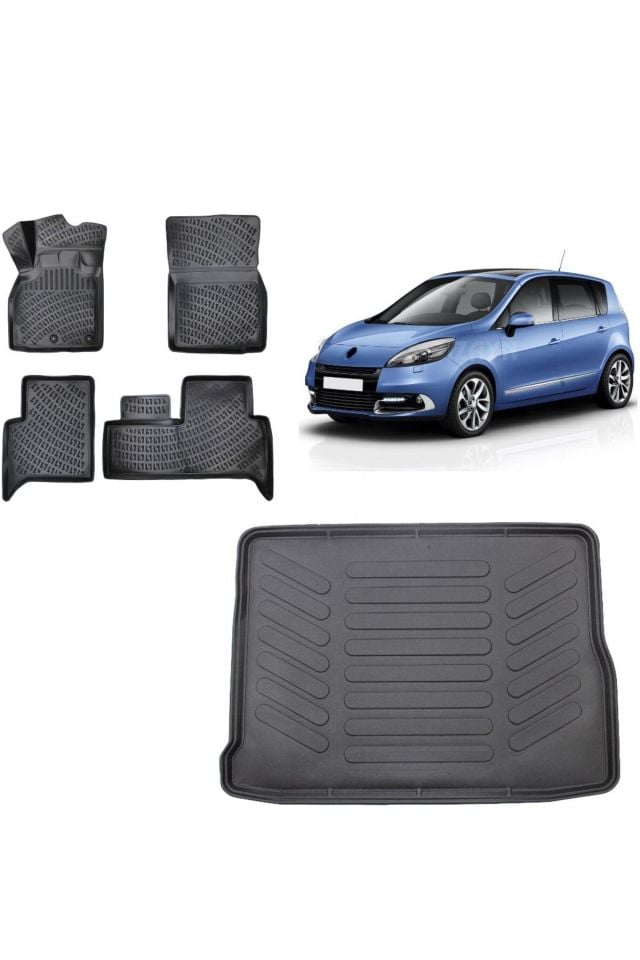 Renault Scenic 3 2011 Model 3D Bagaj Havuzu+3D Havuzlu Araca Özel Paspas Takımı