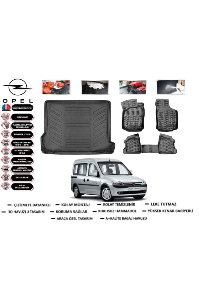 Opel Combo Combi 2002 Model Bagaj Havuzu Araca Özel Paspas Takımı Prrox