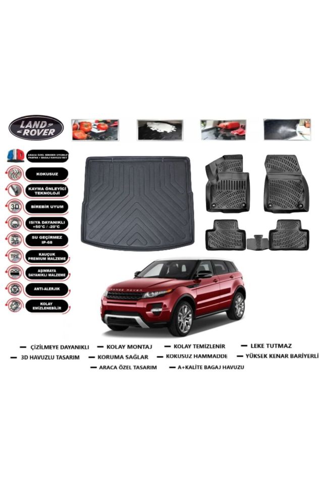 Land Rover Evoque 2016 Model Bagaj Havuzu Araca Özel Paspas Takımı Prrox