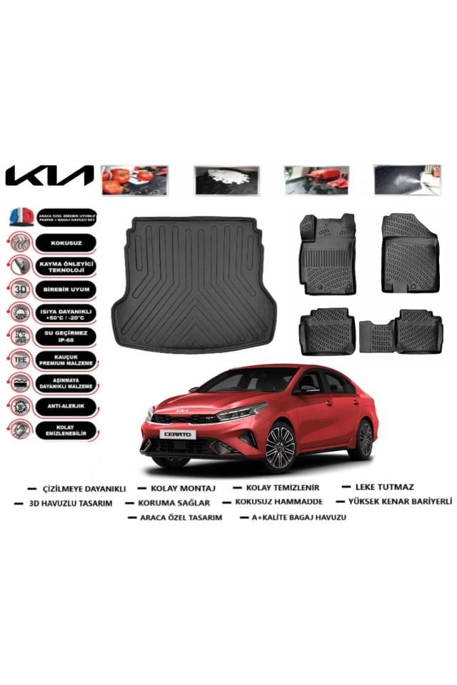 Kia Cerato 2023 Model Bagaj Havuzu Araca Özel Paspas Takımı Prrox