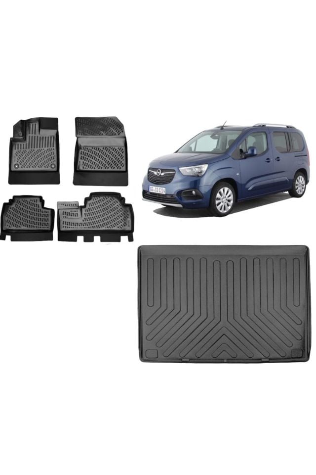 Opel Combo 2022 Model Seperatörlü Bagaj Havuzu+3D Havuzlu Araca Özel Paspas Takımı