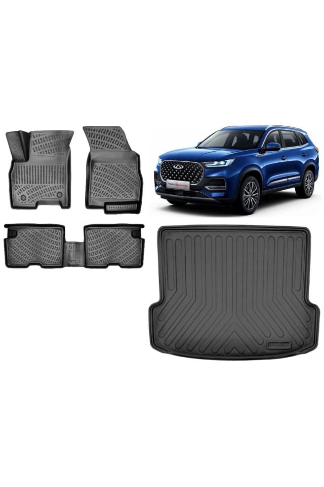 Chery Tiggo 8 Pro 2022 Model 3D Bagaj Havuzu+3D Havuzlu Araca Özel Paspas Takımı