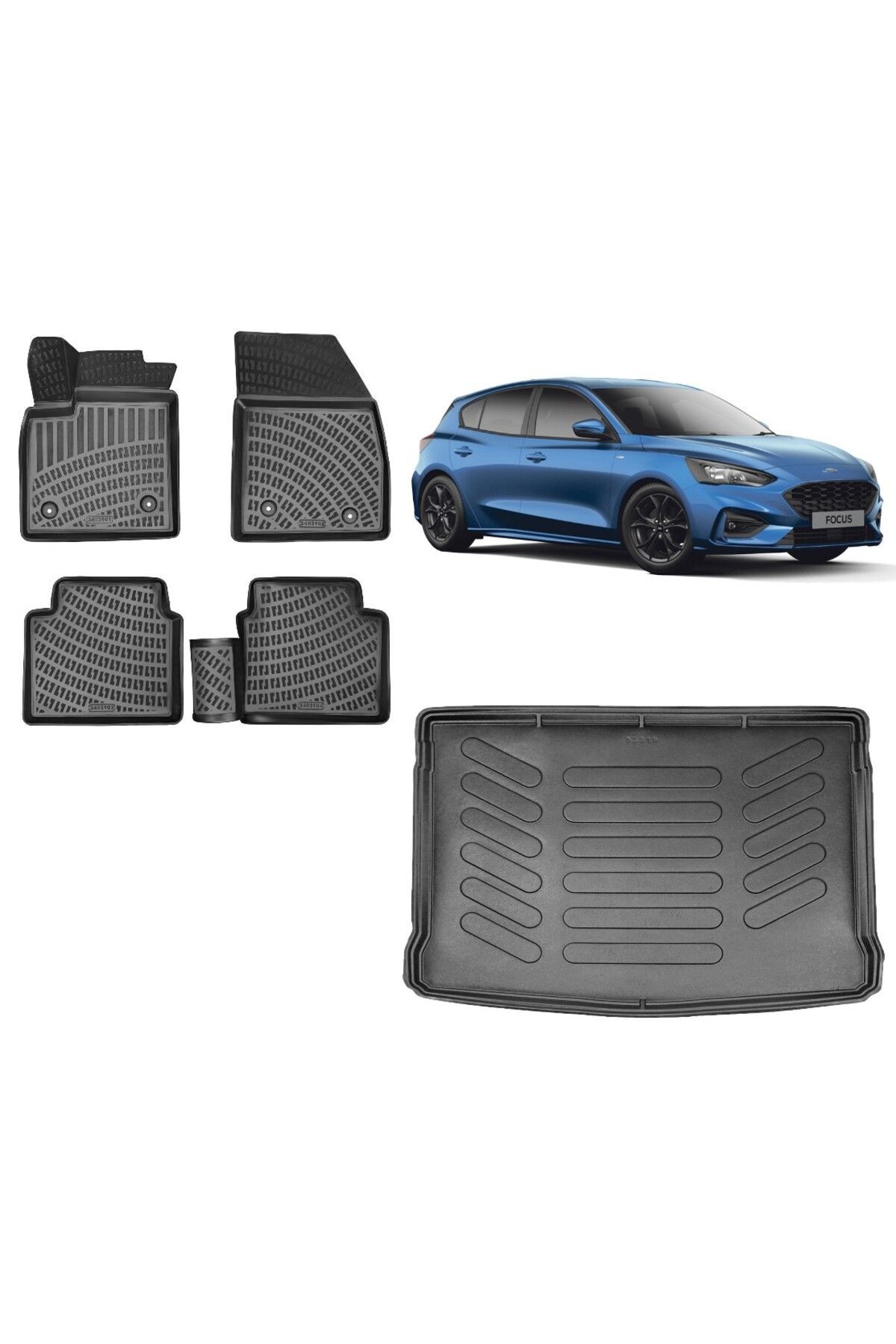 Focus 4 Hatchback 2020 Model Tamir Kitli 3D Bagaj Havuzu+3D Havuzlu Araca Özel Paspas Takımı