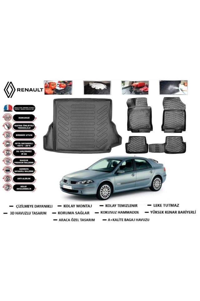 Renault Laguna 2 2005 Model Bagaj Havuzu Araca Özel Paspas Takımı Flex