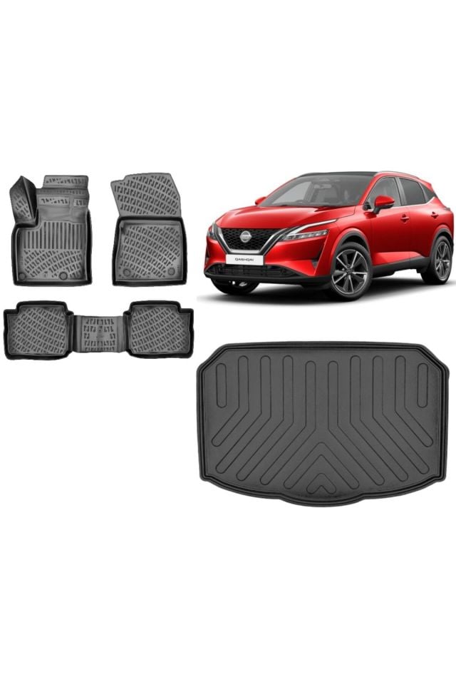 Nissan Qashqai e-Power Alt 2022 Model Bagaj Havuzu+3D Havuzlu Araca Özel Paspas Takımı