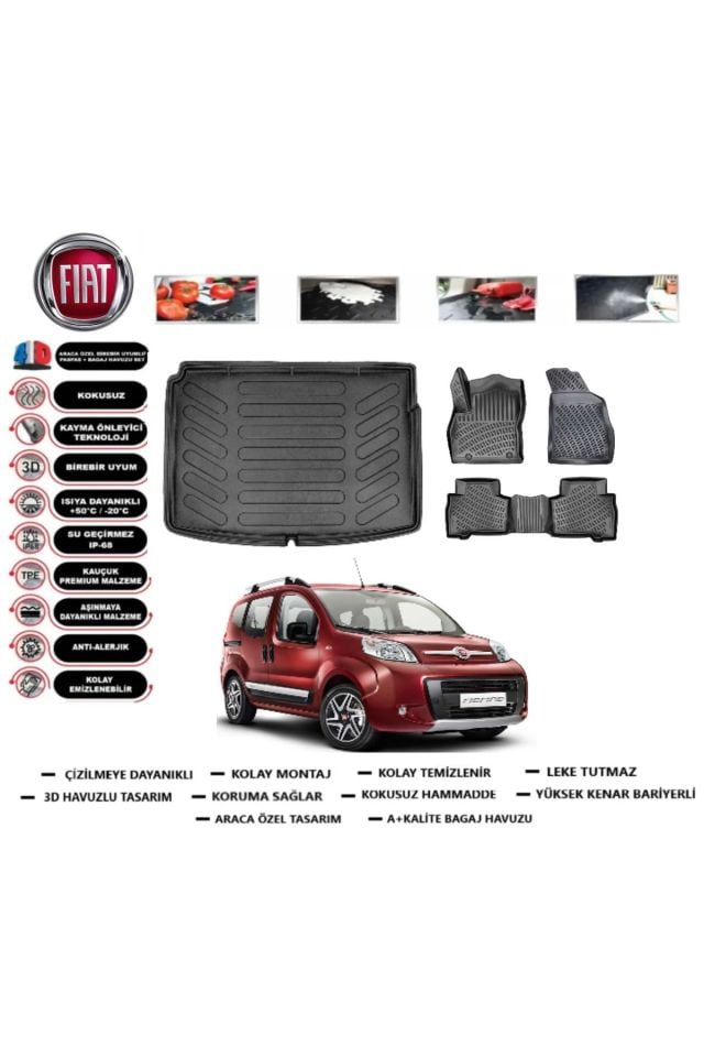 Fiat Fiorino 2017 Model Plastik Zemin Bagaj Havuzu Araca Özel Paspas Takımı Prrox