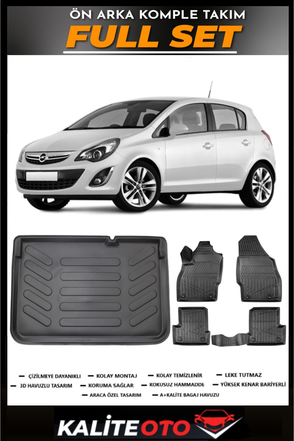 Opel Corsa D Bagaj Havuzu+4.5D Havuzlu Paspas Seti 2010 Model