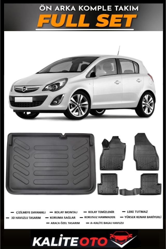 Opel Corsa D Bagaj Havuzu+4.5D Havuzlu Paspas Seti 2010 Model