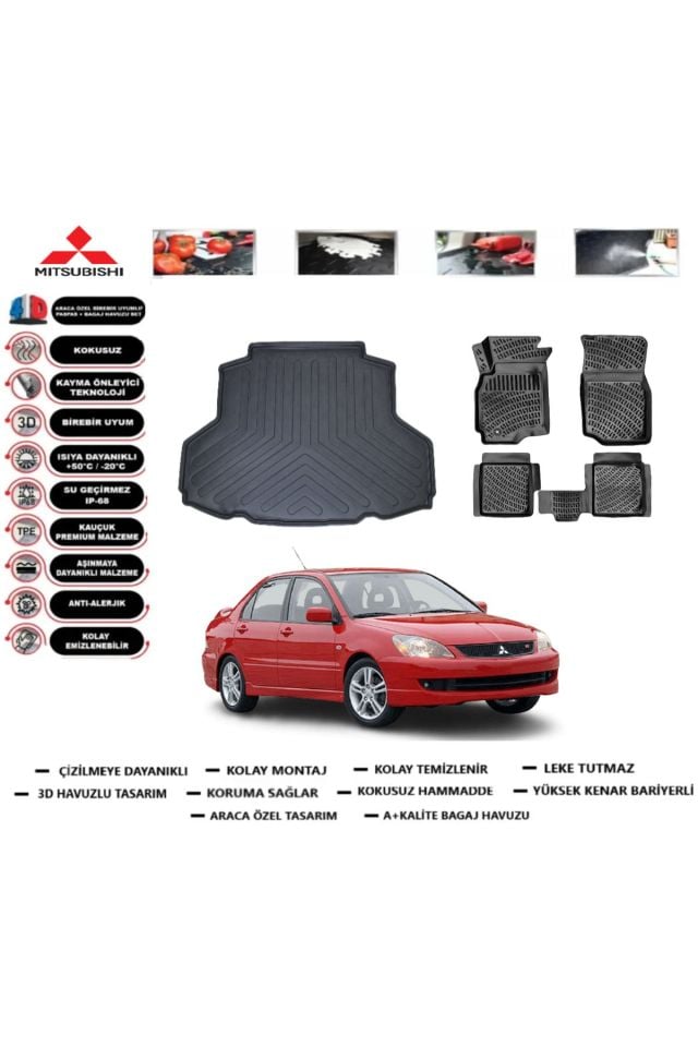 Mitsubishi Lancer 2005 Model Bagaj Havuzu Araca Özel Paspas Takımı Prrox