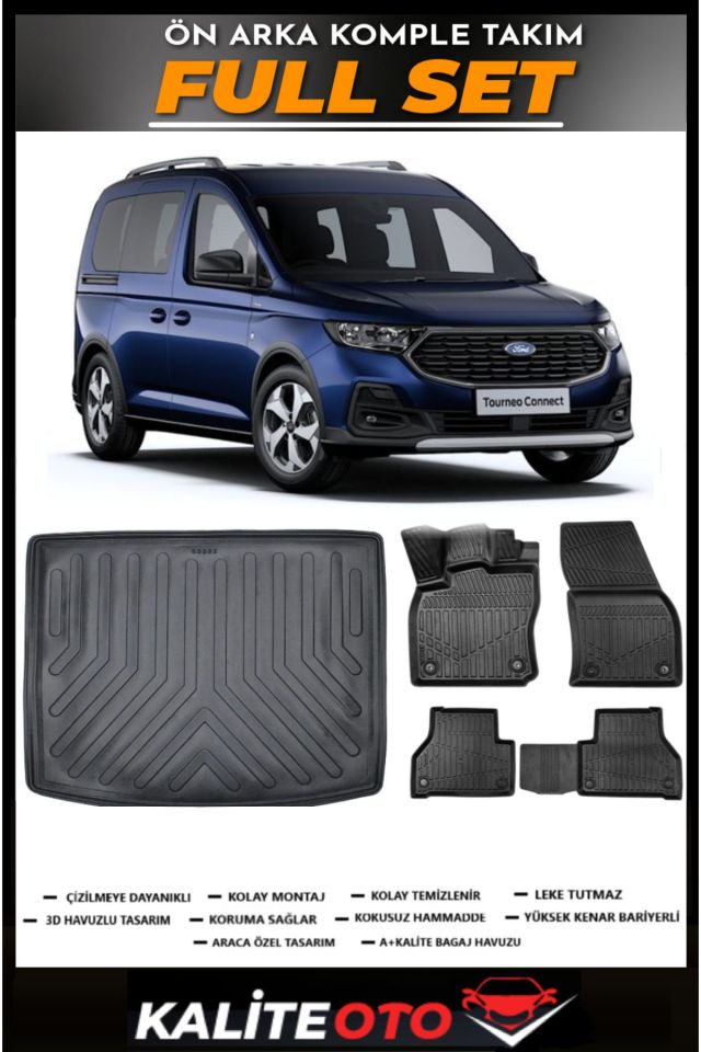 Ford Connect Bagaj Havuzu+4.5D Havuzlu Paspas Seti 2025 Model