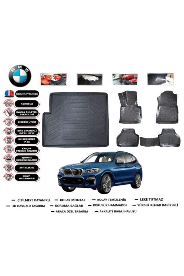 Bmw X3 2017 Model Bagaj Havuzu Araca Özel Paspas Takımı Prrox