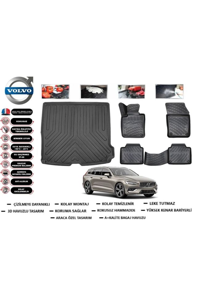 Volvo V60 2019 Model Bagaj Havuzu Araca Özel Paspas Takımı Flex