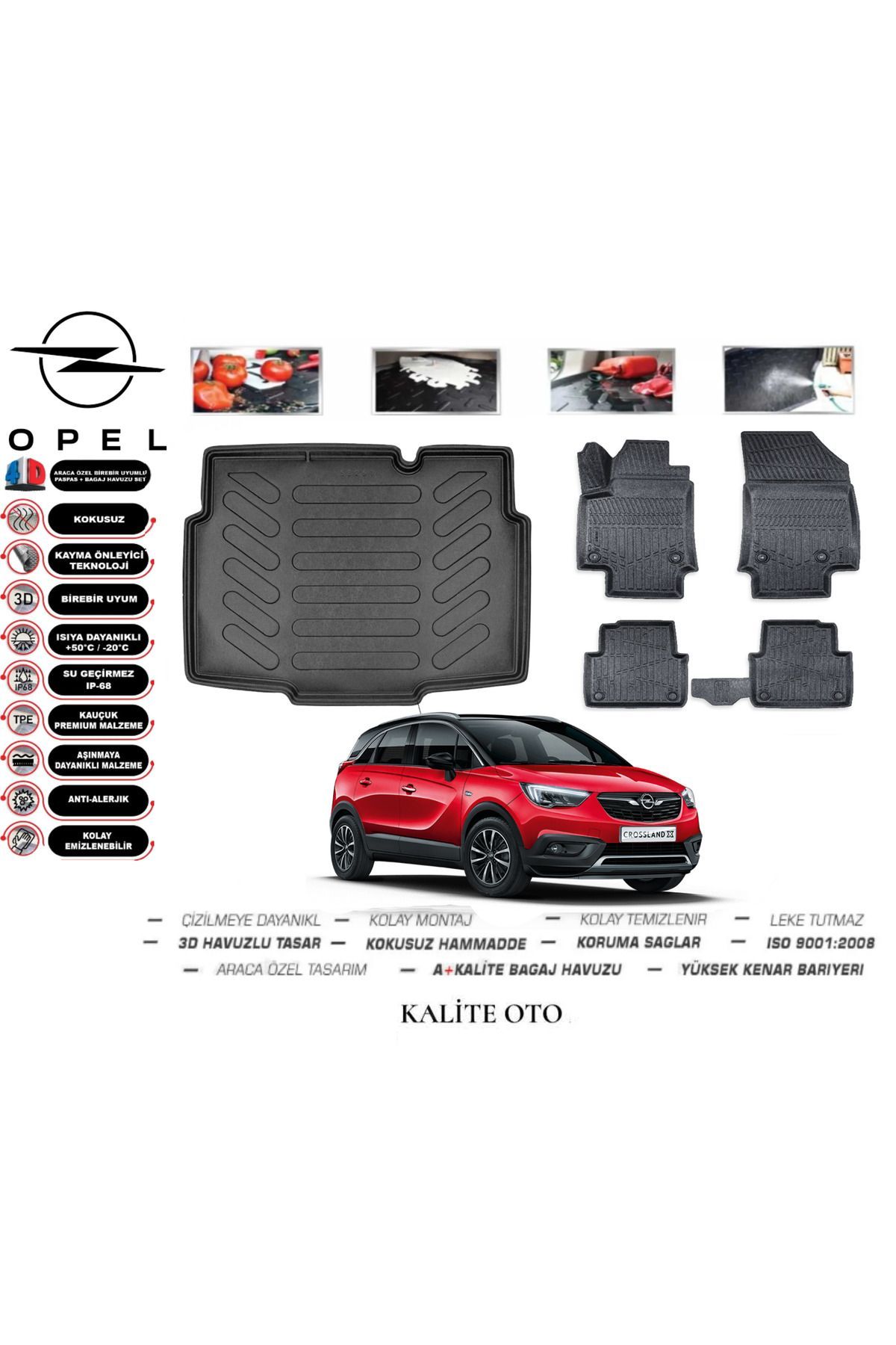 Opel Crossland 2016 Ve Sonrası 3D Bagaj Havuzu+4D Havuzlu Paspas Seti