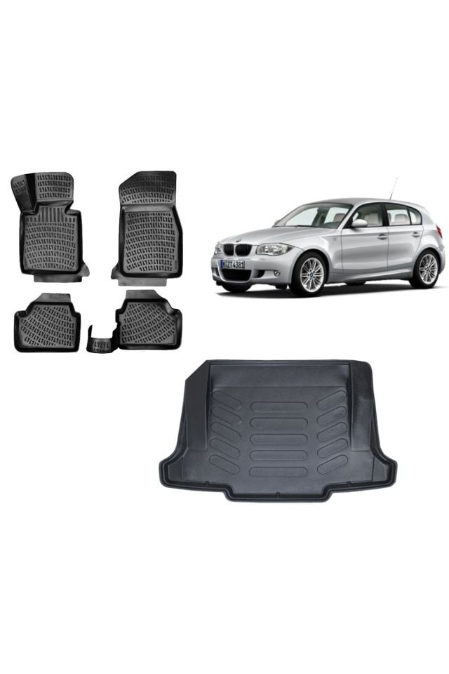 Bmw 1 Serisi E87 2010 Model 3D Bagaj Havuzu+3D Havuzlu Araca Özel Paspas Takımı