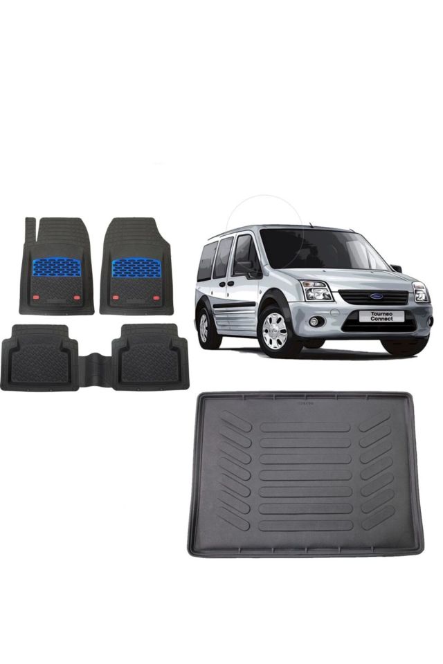 Ford Connect 2012 Model Cepsiz 3D Bagaj Havuzu+3D Havuzlu Safir Mavi Kromlu Paspas