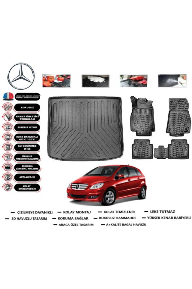 Mercedes B Serisi W245 2008 Model Üst Bagaj Havuzu Araca Özel Paspas Takımı Prrox