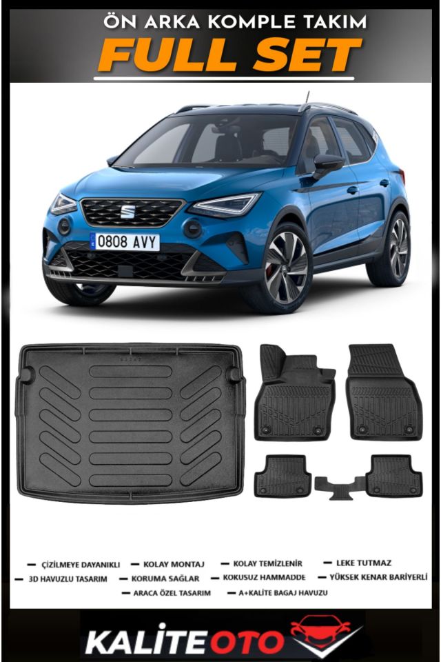 Seat Arona Üst Bagaj Havuzu+4.5D Havuzlu Paspas Seti 2020 Model