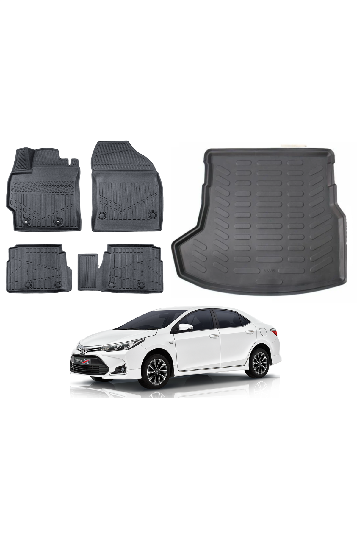 Toyota Corolla Sedan 2013-2018 3D Bagaj Havuzu+3D Araca Özel Paspas Takımı