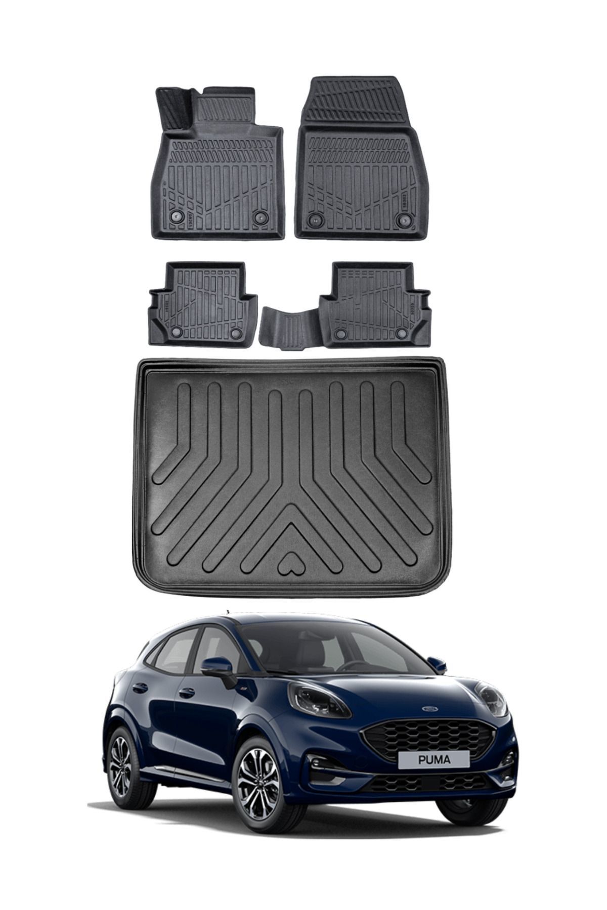 Ford Puma 2021 Model Üst Bagaj Havuzu Araca Özel Siyah Paspas Takımı