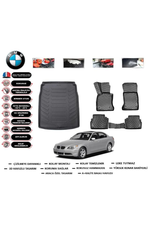 Bmw 5 serisi E60 2010 Model Bagaj Havuzu Araca Özel Paspas Takımı Flex